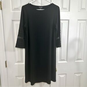 J Jill Wearever Collection Flare Sleeve Crew Neck Midi Black Dress Size Small